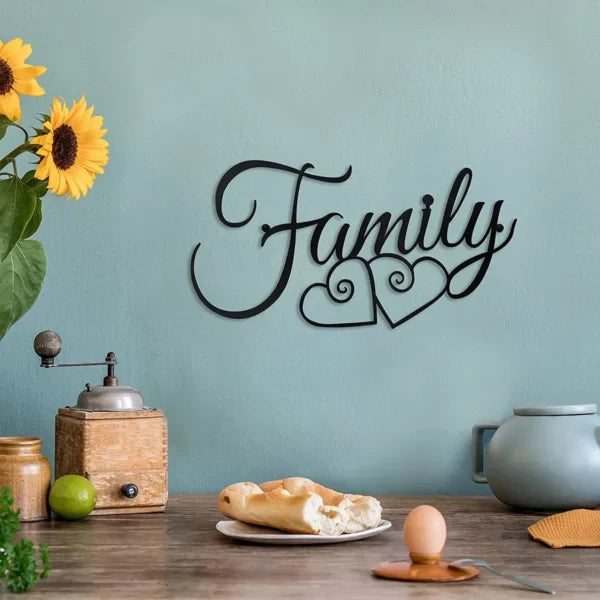 Family Wall Sign Metal Family Wall Decor Black Family Word Wall Art - Product image 2