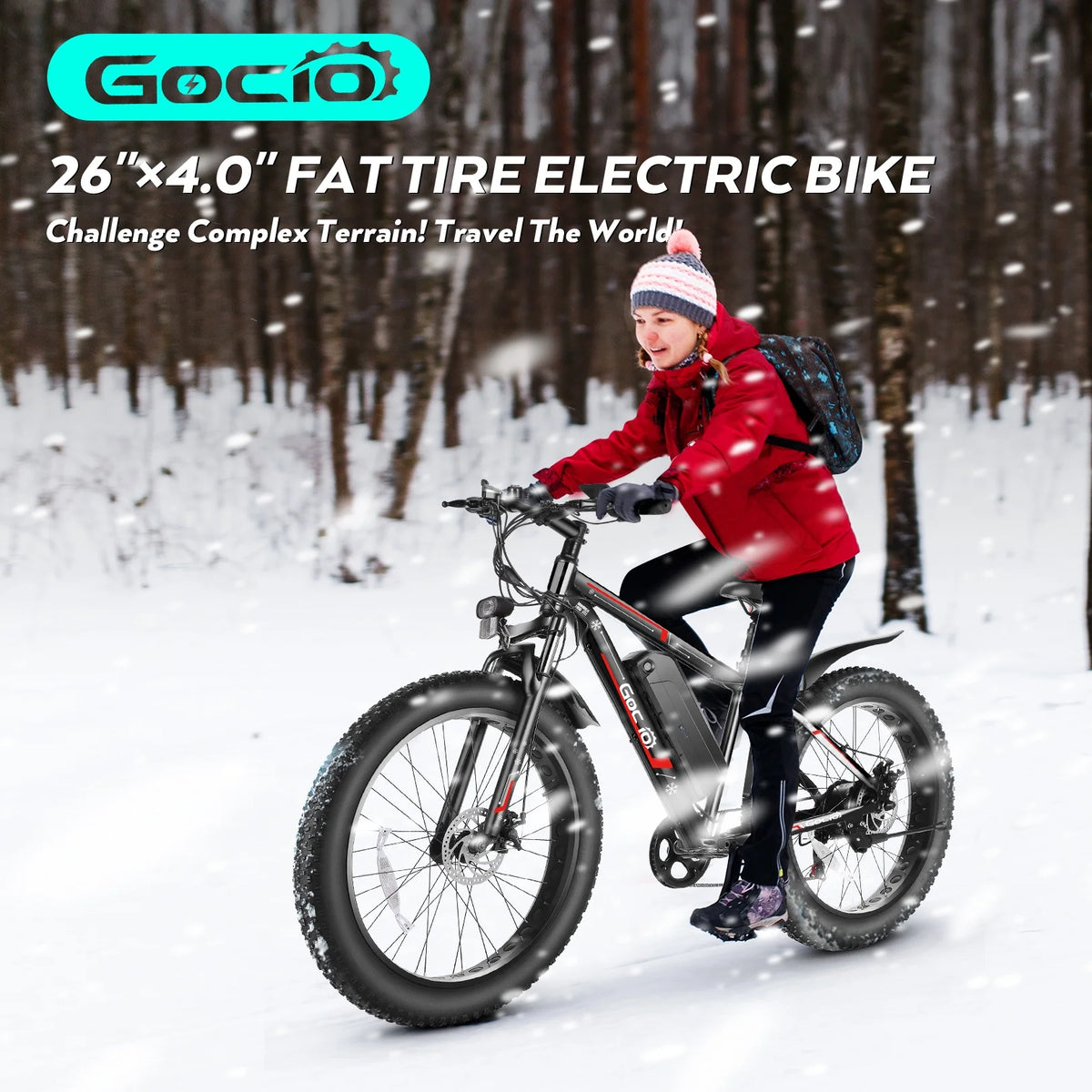 Gocio 26" 4.0 Fat Tire Electric Bike for Adults, 500W Motor, 48V 13ah Battery - Product image 11