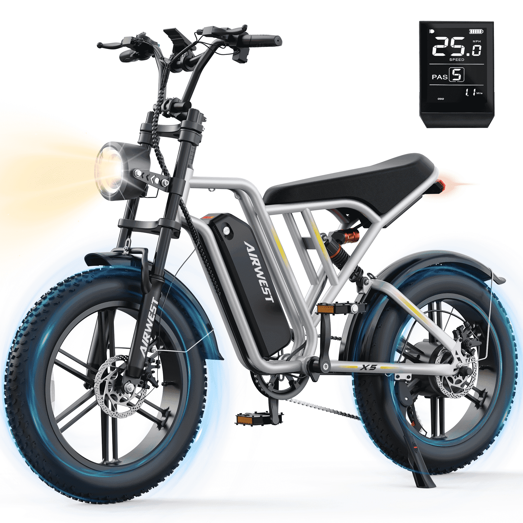 AIRWEST Peak 1000W Electric Bike for Adults - Reaches 25MPH, 65 Miles Long Range, 48V 13ah Battery - Product image 1