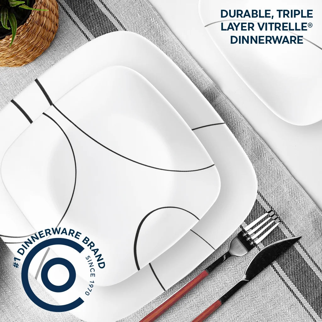 Corelle Simple Lines 12 - Piece Square Glass Dinnerware Set (Service for 4) - Product image 2