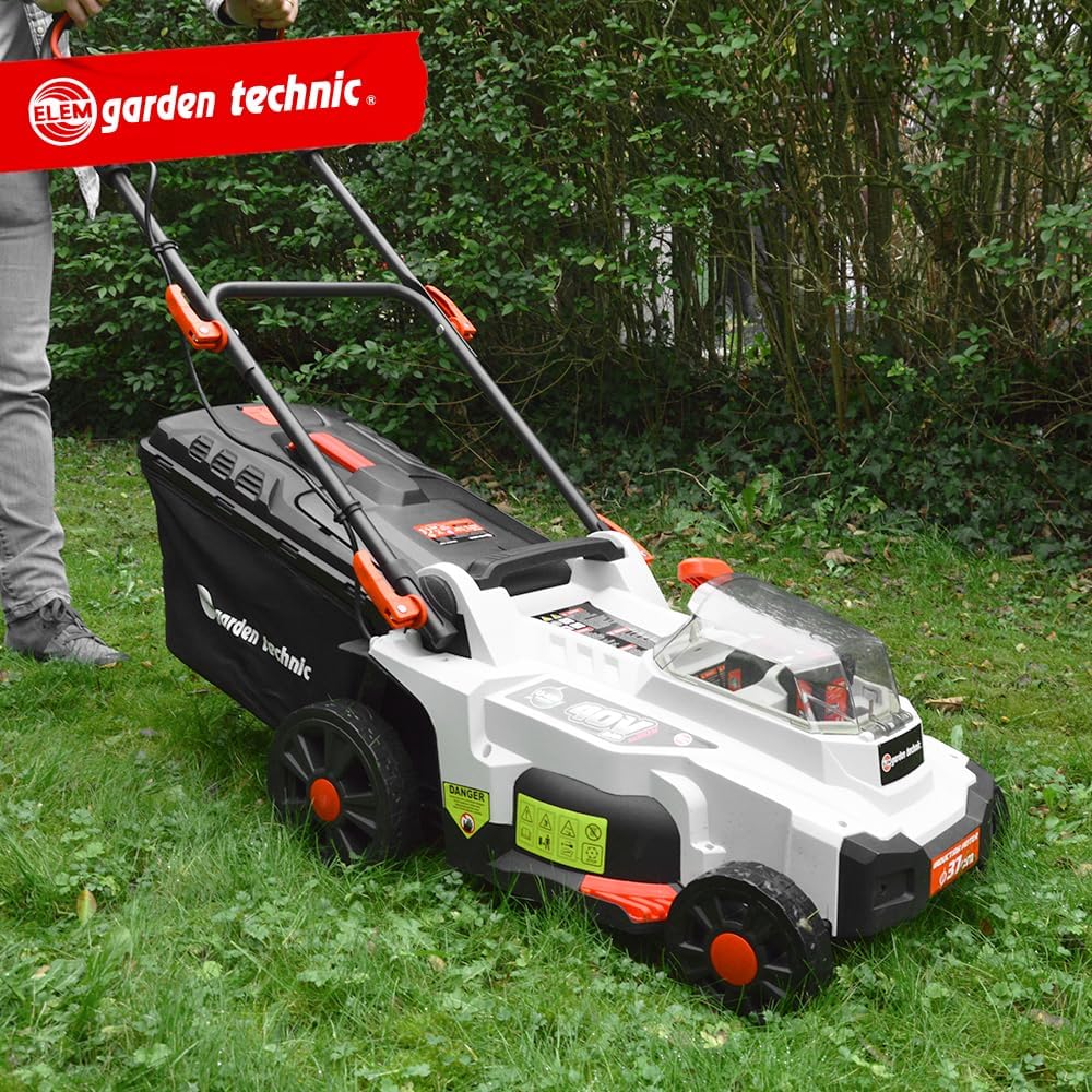 Rechargeable lawn mower 40V (2x20V) 37cm - Batteries and charger supplied - Elem Garden