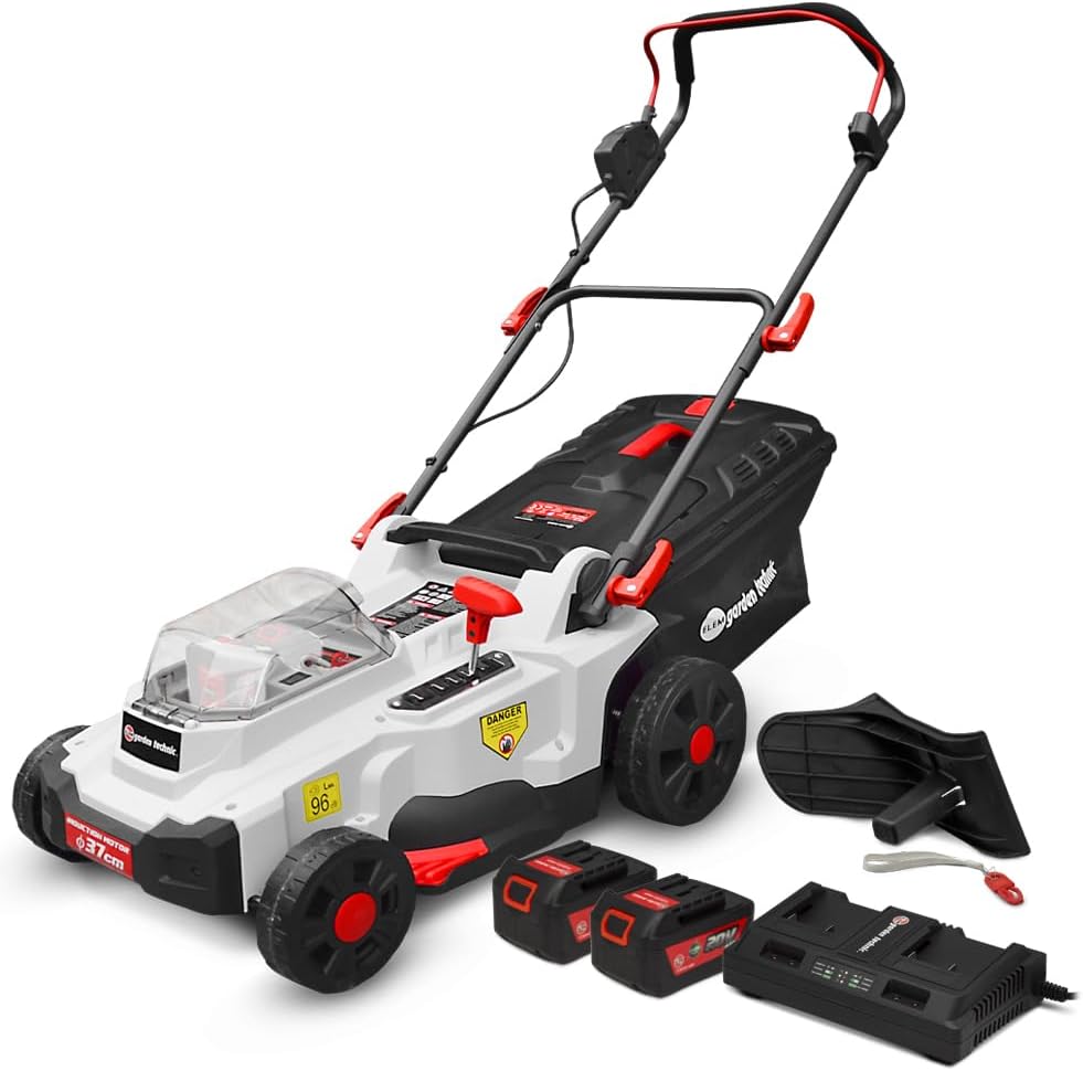 Rechargeable lawn mower 40V (2x20V) 37cm - Batteries and charger supplied - Elem Garden