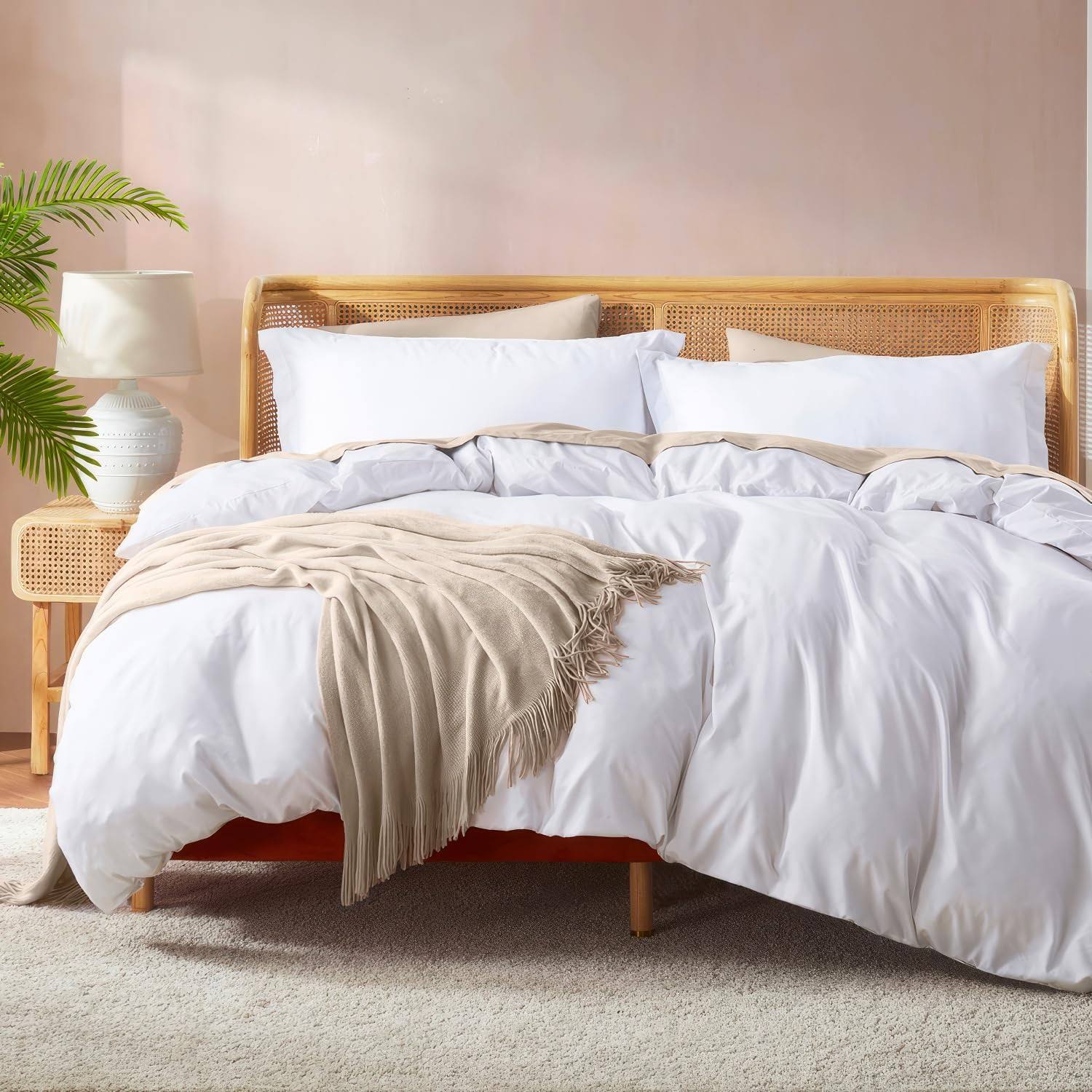 Nestl Bedding Duvet Cover 3 Piece Set ÿ Ultra Soft Double Queen, White - Product image 1
