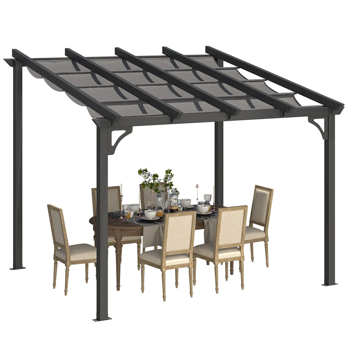 AECOJOY 10' x 8' Gazebo for Patio, Retractable Pergola with Adjustable Sun Shade Canopy Roof - Product image 1