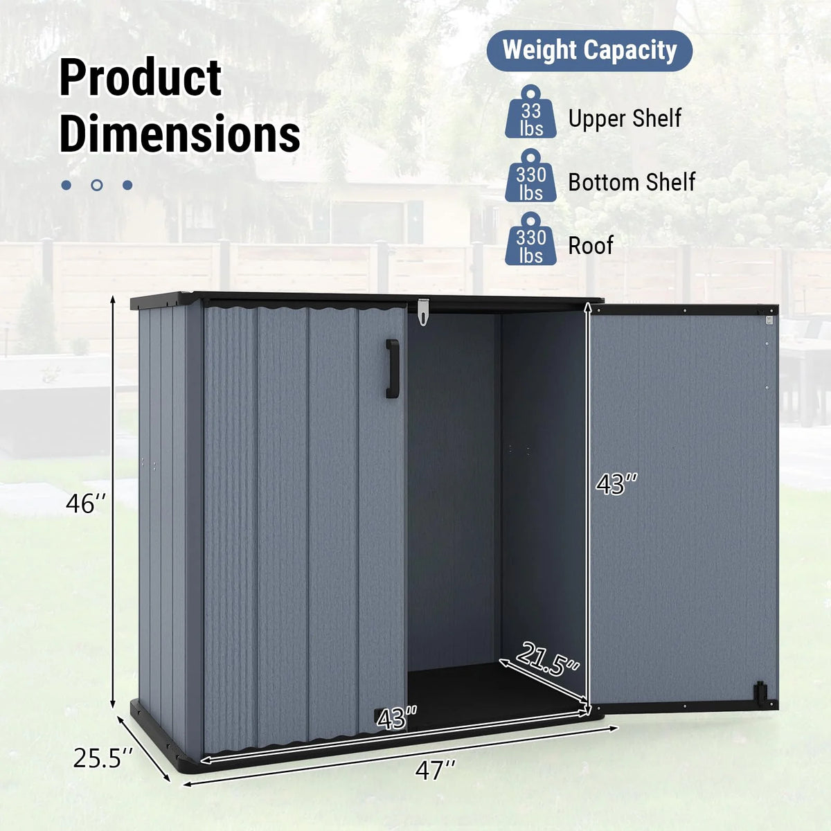 Tangkula 23.5 Cu.ft Outdoor Storage Box with Floor & Lockable Door - Product image 3