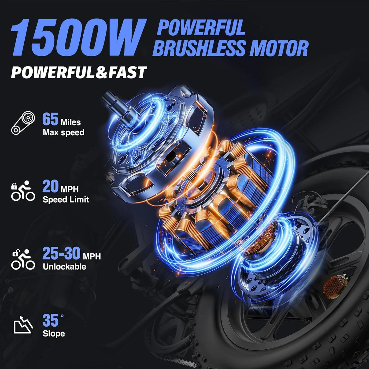 Ridstar Electric Bike for Adults Q20, 1200W 30MPH, 48V 15.6ah Electric Bicycle - Product image 17