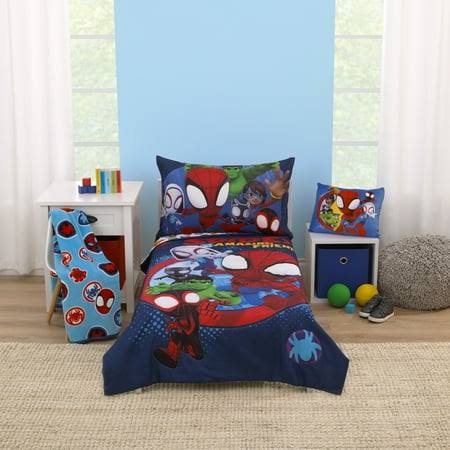 Marvel Spidey Let's Swing Blue 3-Pc Toddler Bedding, Comforter, Sheet, Pillowcase, Toddler Boy - Product image 1
