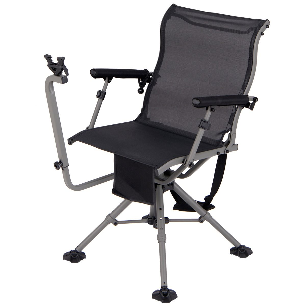 Portable Hunting Chair Shooting Chair with Adjustable Folding Seat 360° Rotation Adjustable Rifle Support Load 150 kg Black -