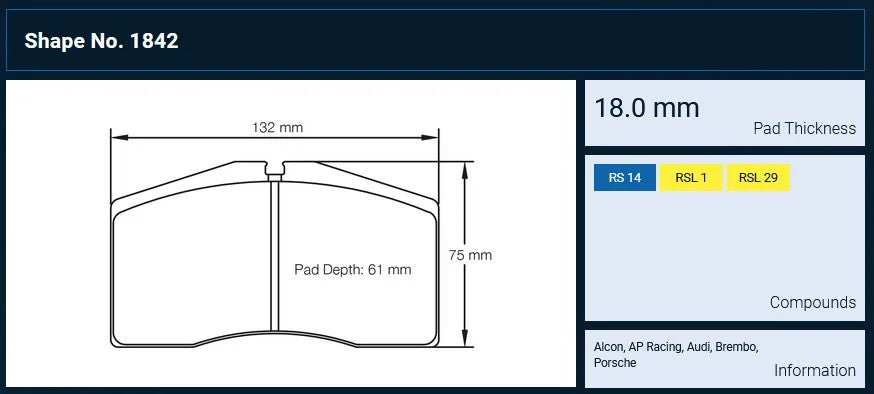 Pagid TA4/TA4+ Racing Brake Pads