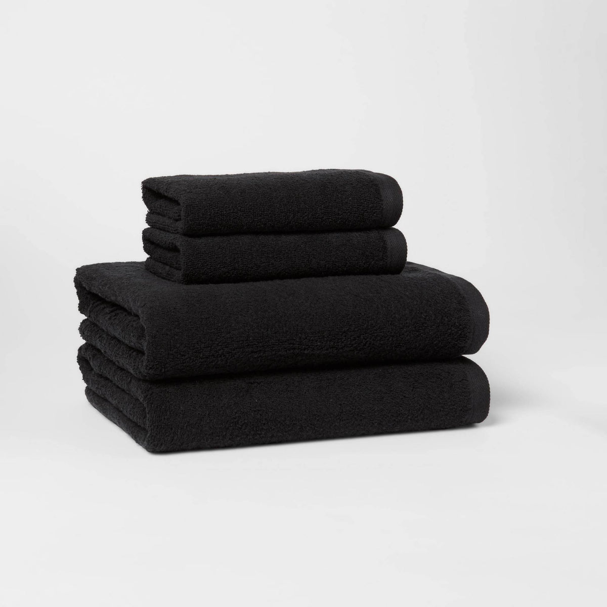Room Essentials Antimicrobial 100% Cotton Bath Towel Set 4 Piece Black - Product image 1