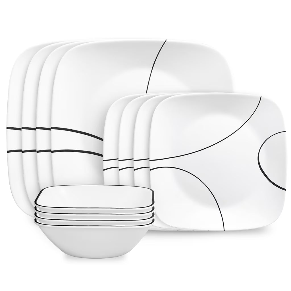 Corelle Simple Lines 12 - Piece Square Glass Dinnerware Set (Service for 4) - Product image 1