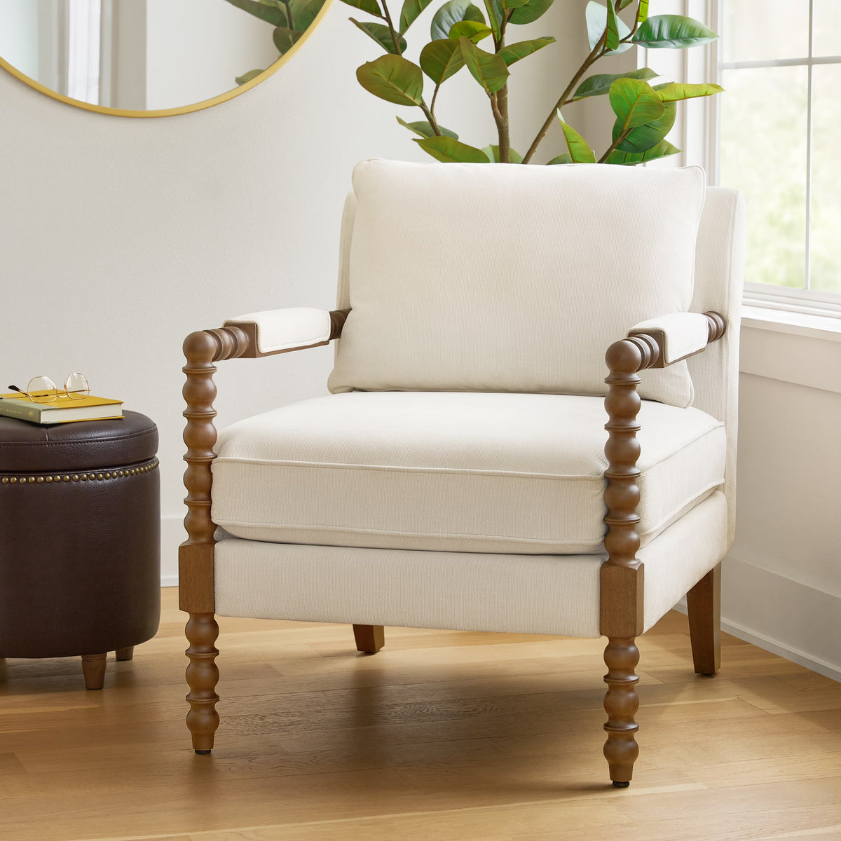 Pioneer Woman Harper Spindle Accent Chair, Jade Fabric Upholstery - Product image 3