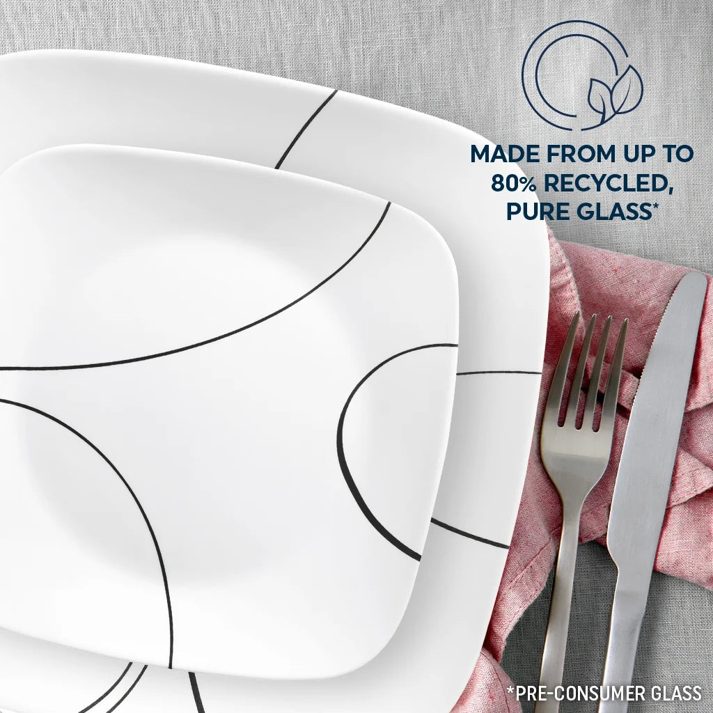 Corelle Simple Lines 12 - Piece Square Glass Dinnerware Set (Service for 4) - Product image 4