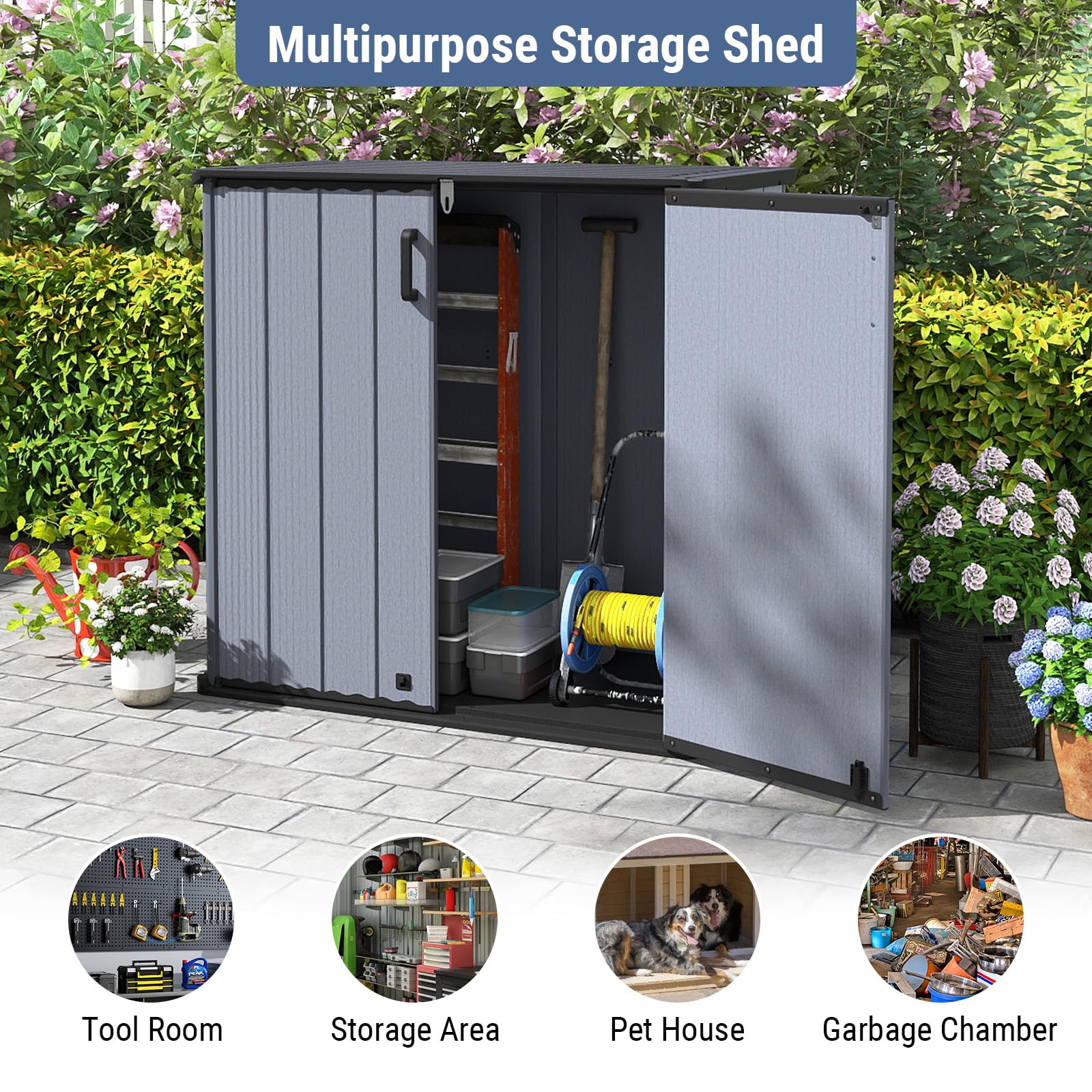 Tangkula 23.5 Cu.ft Outdoor Storage Box with Floor & Lockable Door - Product image 8