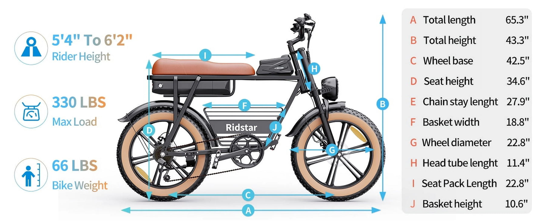Ridstar 1500W Electric Bike for Adults, 33MPH 48V 20ah Electric Bicycle - Product image 17