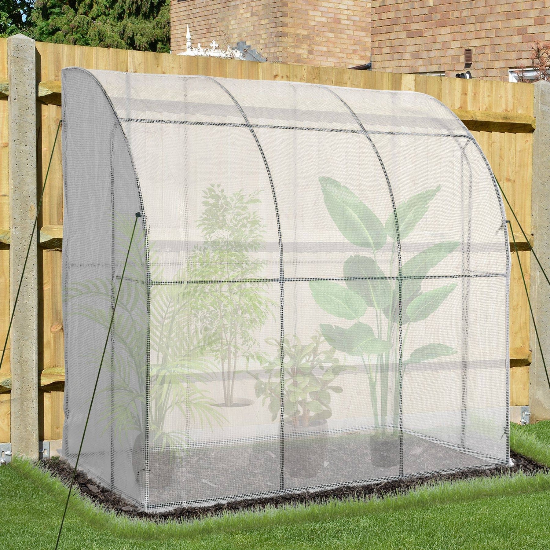 Outsunny 7' x 4' x 7' Outdoor Walk-In Greenhouse, Plant Nursery with Roll-Up Door, and PE Cover, White - Product image 1