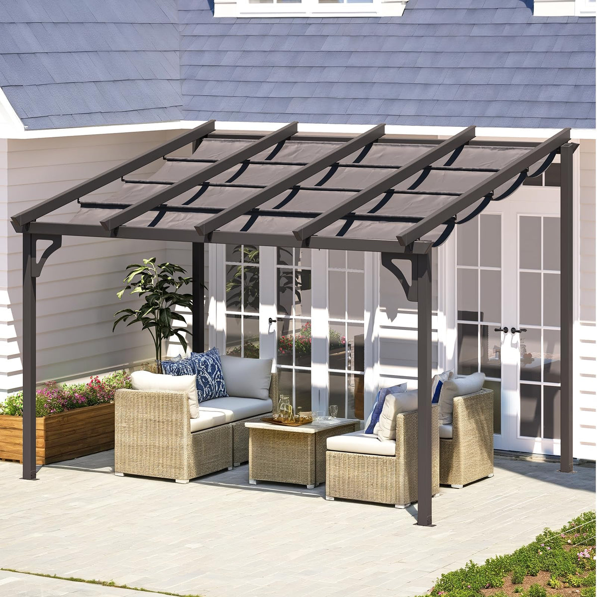 AECOJOY 10' x 8' Gazebo for Patio, Retractable Pergola with Adjustable Sun Shade Canopy Roof - Product image 7