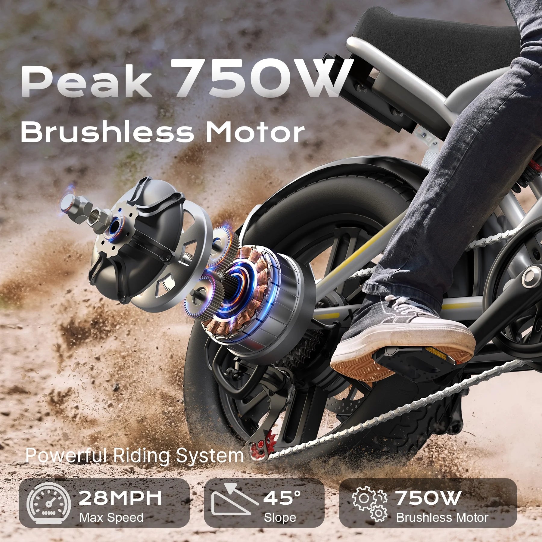 AIRWEST Peak 1000W Electric Bike for Adults - Reaches 25MPH, 65 Miles Long Range, 48V 13ah Battery - Product image 2