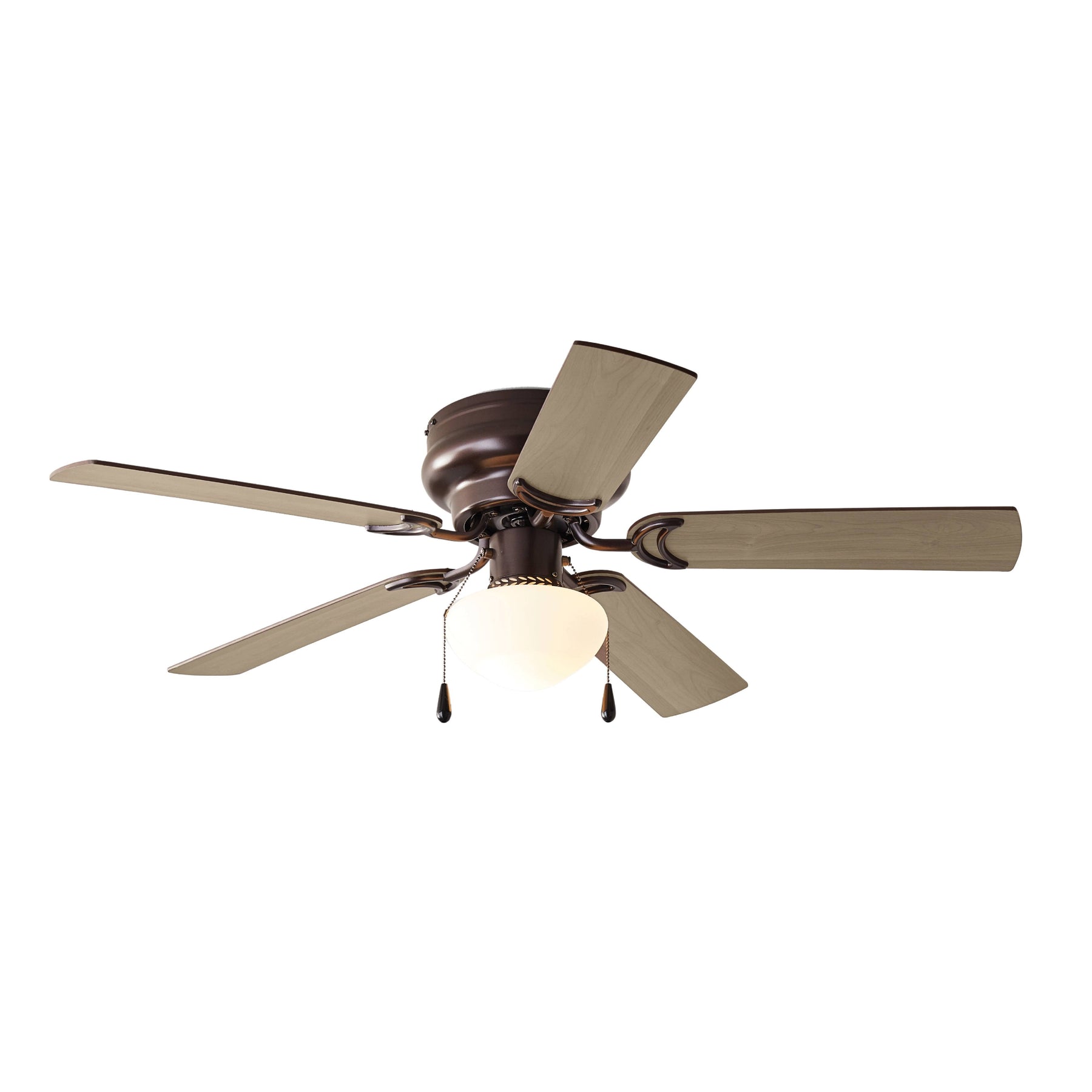 Mainstays 44 inch Hugger Indoor Ceiling Fan with Light Kit, Bronze, 5 Blades, Reverse Airflow - Product image 1