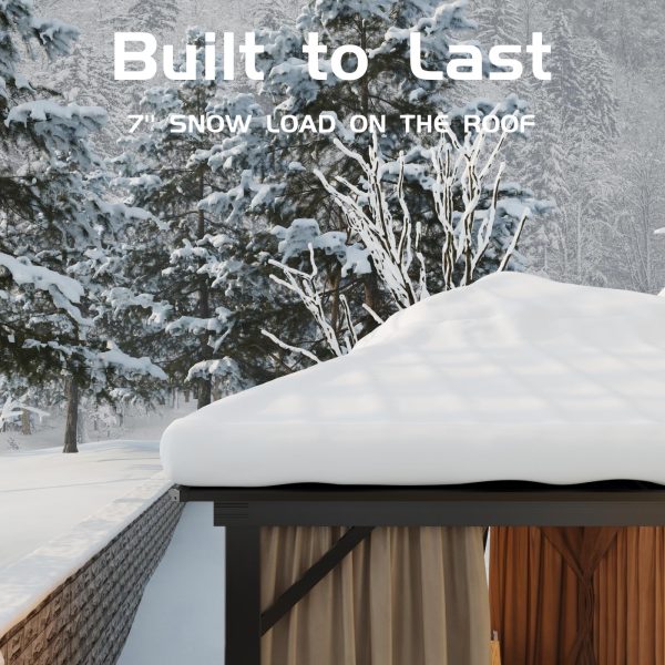 10x10 Hardtop Gazebo with double metal roof, aluminum frame, net, and curtain. All-weather - Product image 7