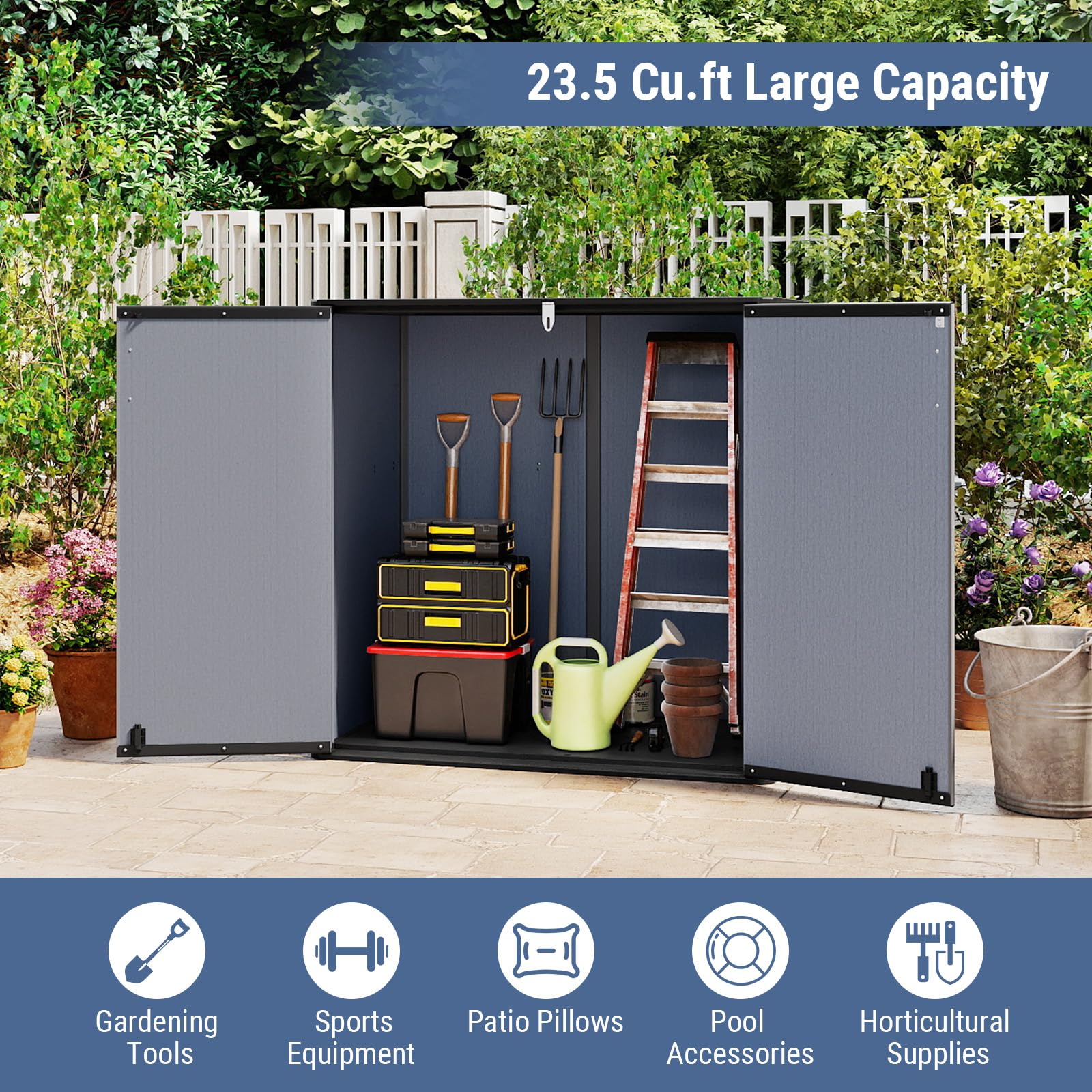 Tangkula 23.5 Cu.ft Outdoor Storage Box with Floor & Lockable Door - Product image 4