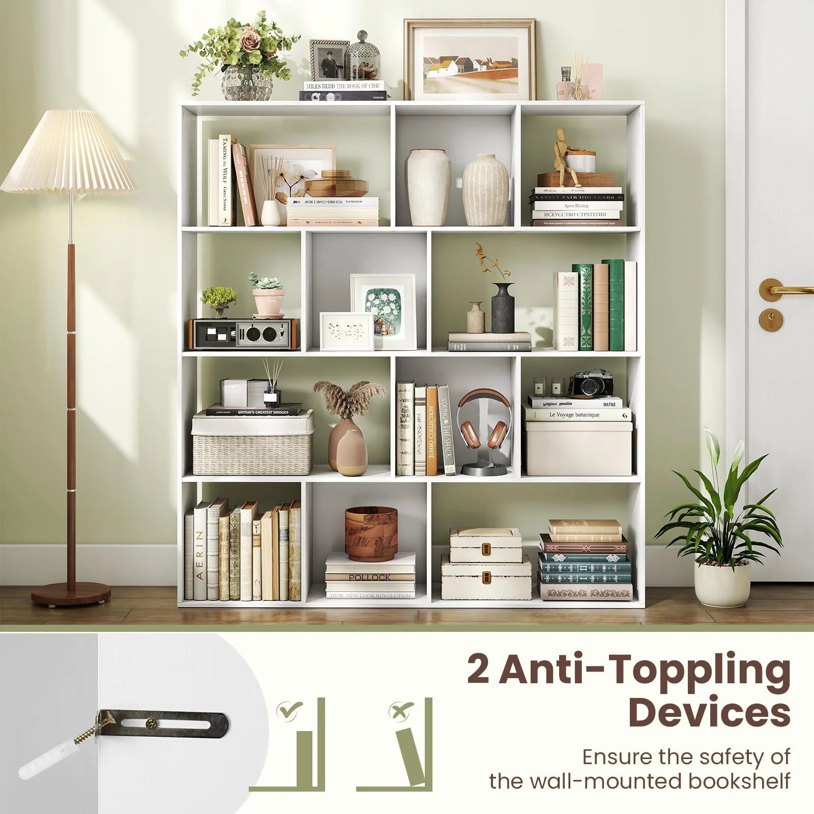 Tangkula 12 Cube 4-Tier Freestanding Storage Organizer Bookcase with Open Cubes - Product image 6