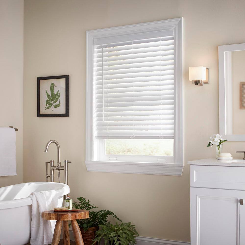 Home Decorators Collection White Cordless Room Darkening 2 in. Faux Wood Blind for Window - 13.25 in - Product image 1