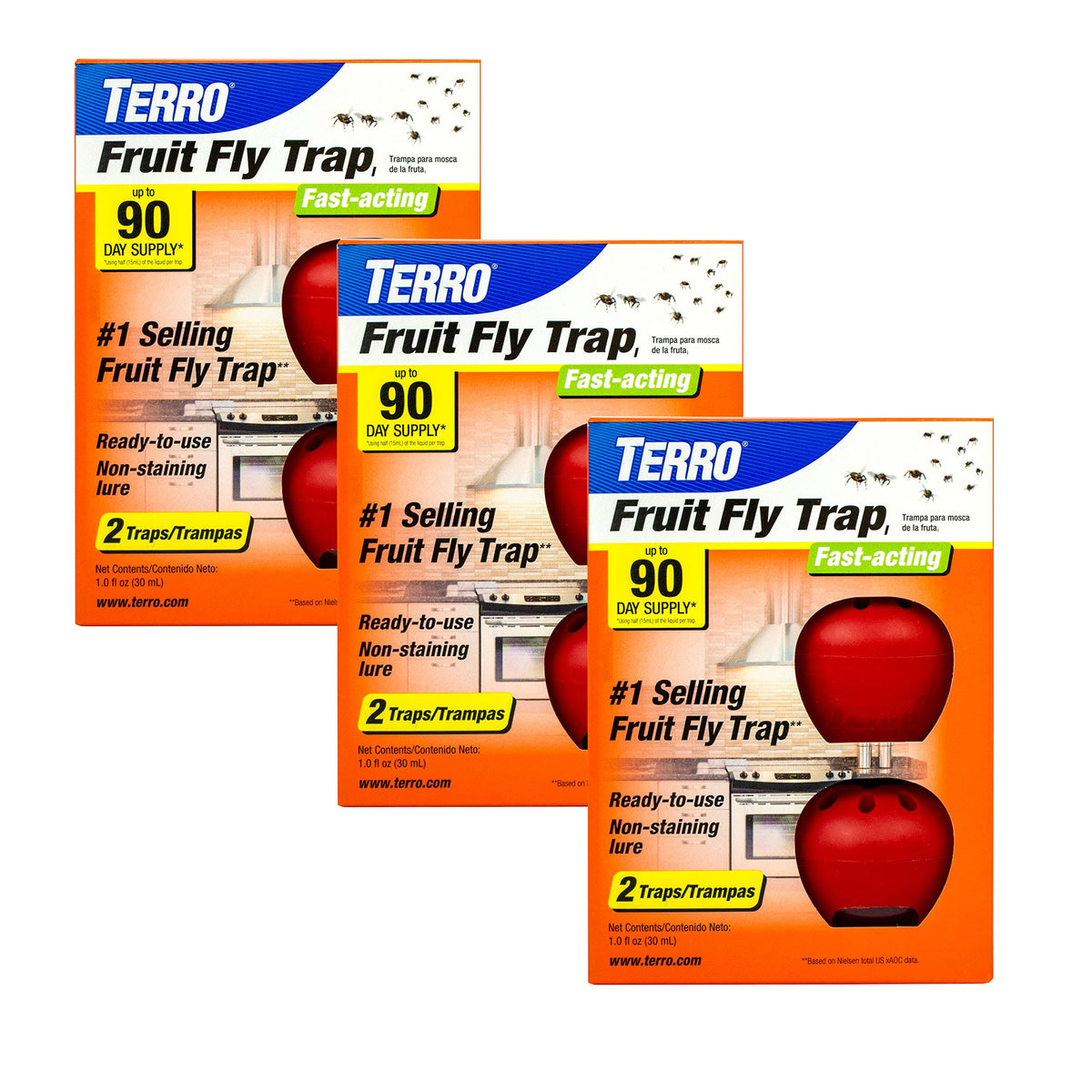 Terro T2503-3 Ready-to-Use Indoor Fruit Fly Trap with Built in Window - 6 Traps + 270 Day Lure Supply - Product image 1