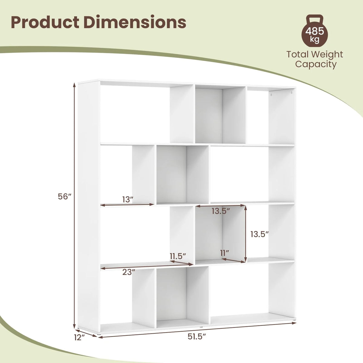 Tangkula 12 Cube 4-Tier Freestanding Storage Organizer Bookcase with Open Cubes - Product image 3