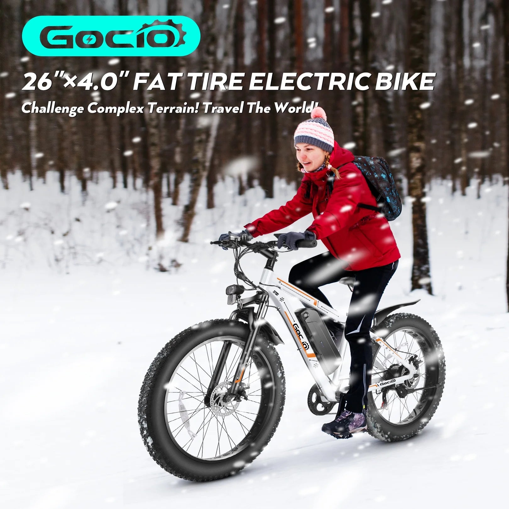 Gocio 26" 4.0 Fat Tire Electric Bike for Adults, 500W Motor, 48V 13ah Battery - Product image 30