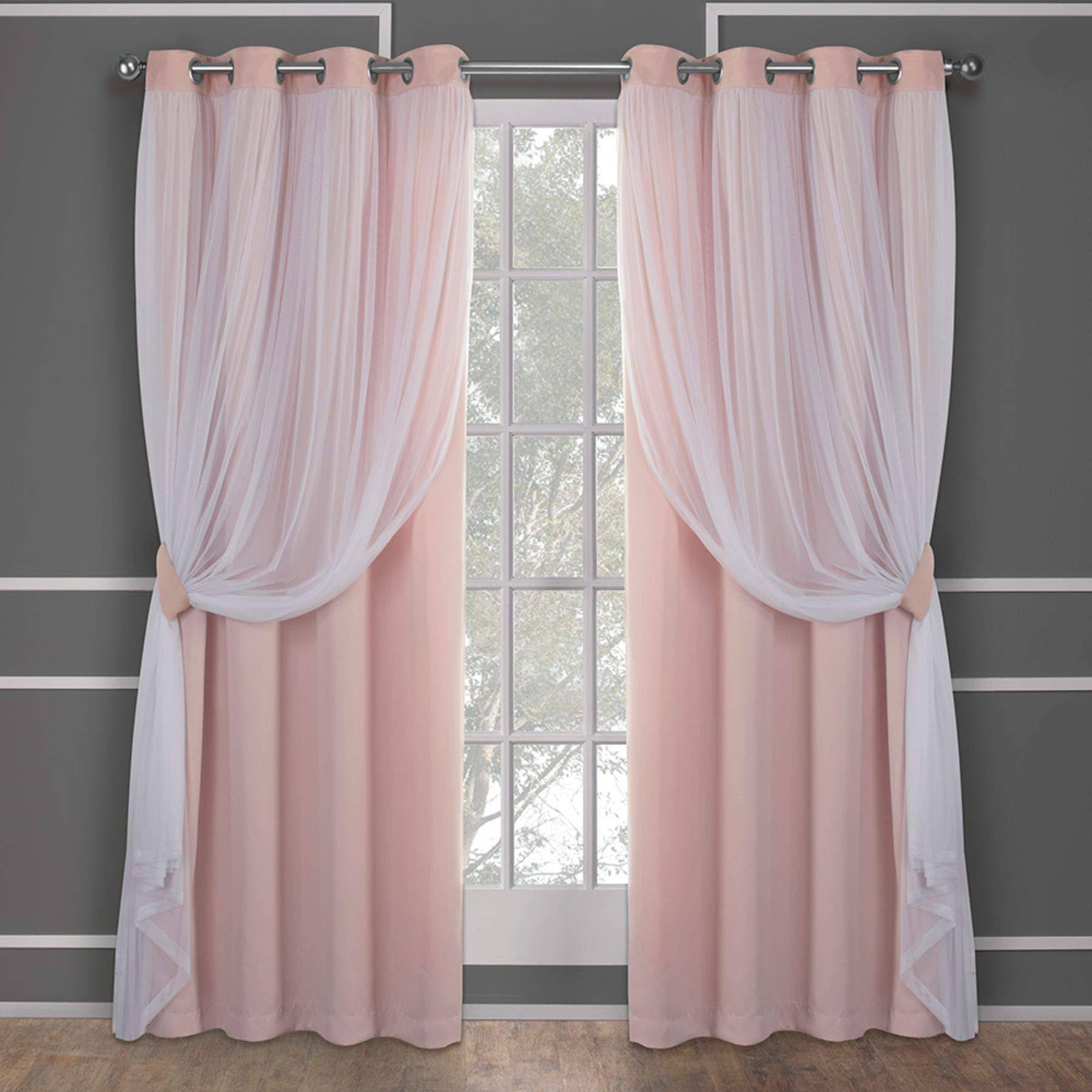 Exclusive Home Catarina Layered Solid Blackout and Sheer Window Curtain Panel Pair with Grommet Top - Product image 1