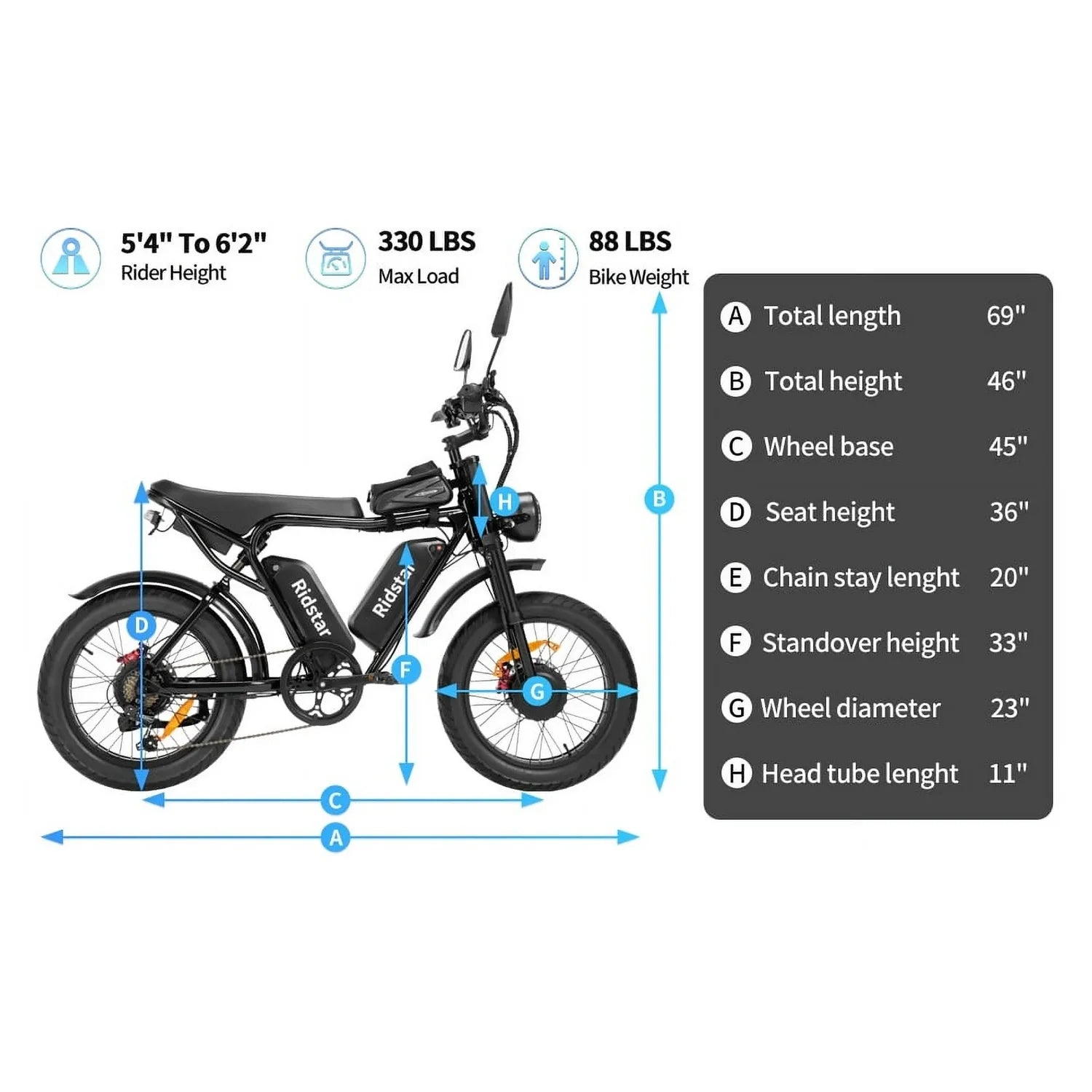 Ridstar 1500W Electric Bike for Adults, 33MPH 48V 20ah Electric Bicycle - Product image 18