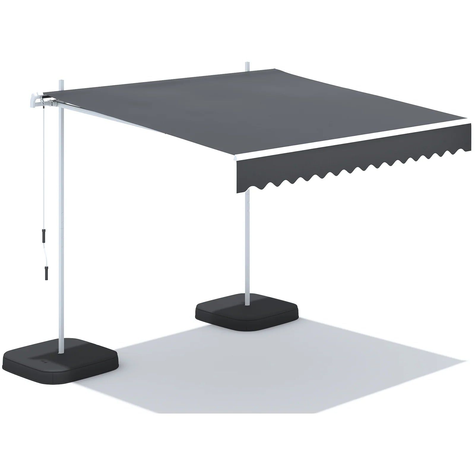 AECOJOY Free Standing Retractable Awning, 10'x8' Patio Awnings Outdoor Manual Sun Shade Shelter, Dark Grey - Product image 1