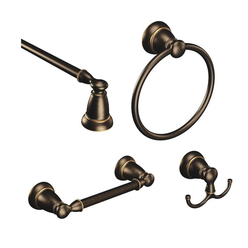 Moen Banbury 4-Piece Bath Hardware Set with 24 in. Towel Bar, Paper Holder - Product image 1