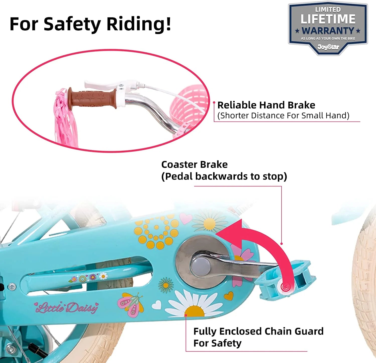 JOYSTAR Little Daisy 14 in Kids Bike for 3 4 5 Years Girls with Handbrake Children Princess Bicycle with - Product image 4