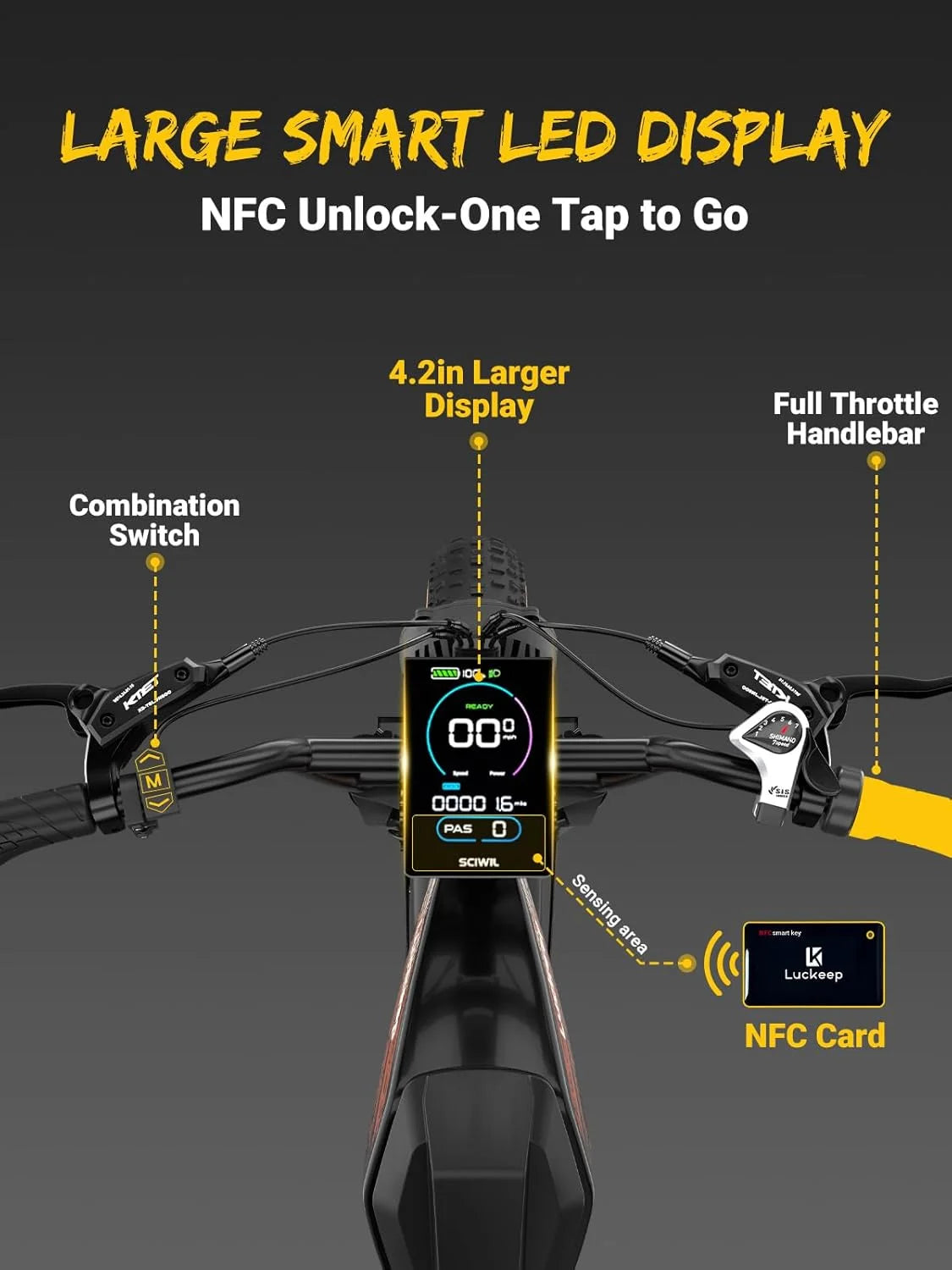 Luckeep M5 Electric Bike for Adults/Teen, 1500W Peak Motor, Max 32MPH, 48V 15AH Battery - Product image 10