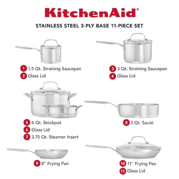 11-Piece 3-Ply Base Stainless Steel Cookware Set. Silver - Product image 5