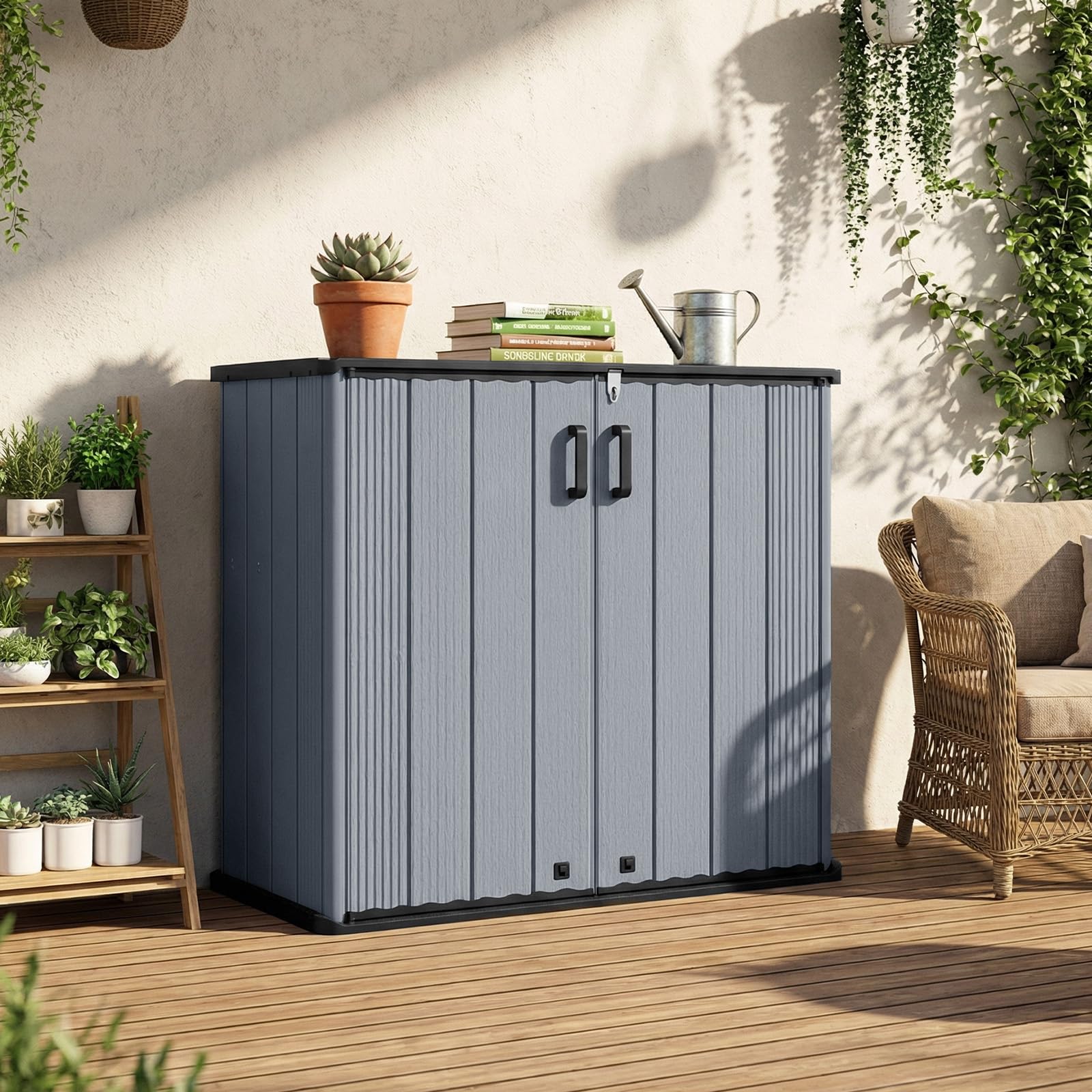 Tangkula 23.5 Cu.ft Outdoor Storage Box with Floor & Lockable Door - Product image 9