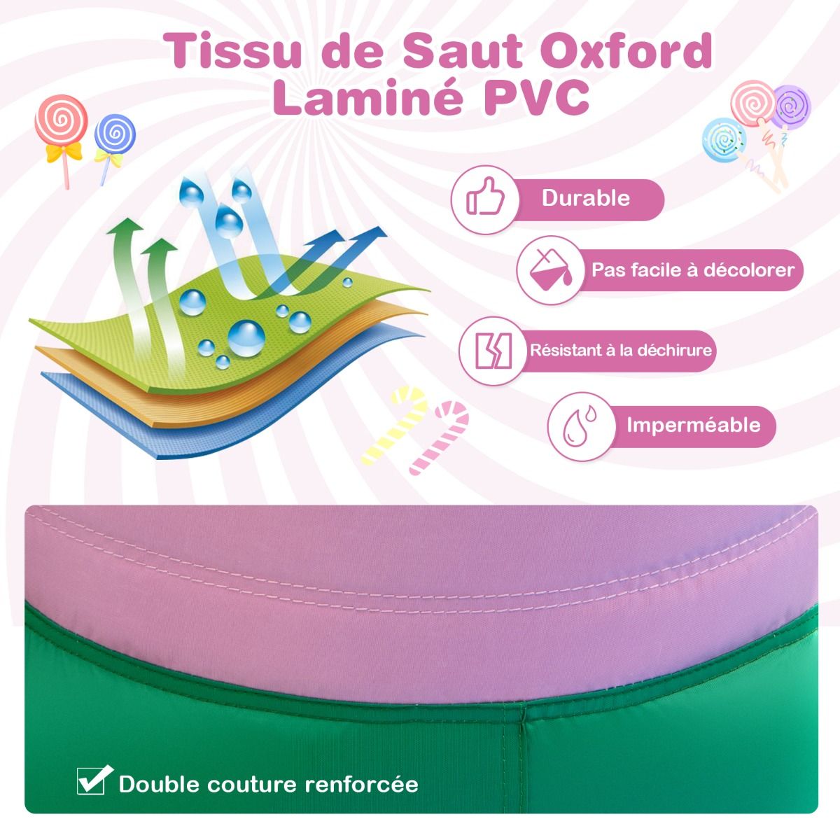9 in 1 Candy Shaped Bouncy Castle with Slide Inflatable Jumping House with Water Gun Load 90kg for 2 Children Aged 3-10 -
