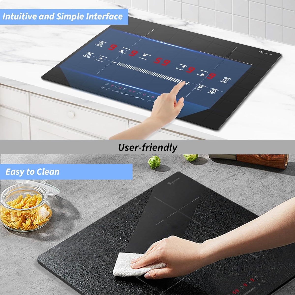 4 Burner Induction Hob, Induction Hob with Half-Deck Technology, Boost Function, Even Heating, 99 Min Timer, Safety Lock 6400W