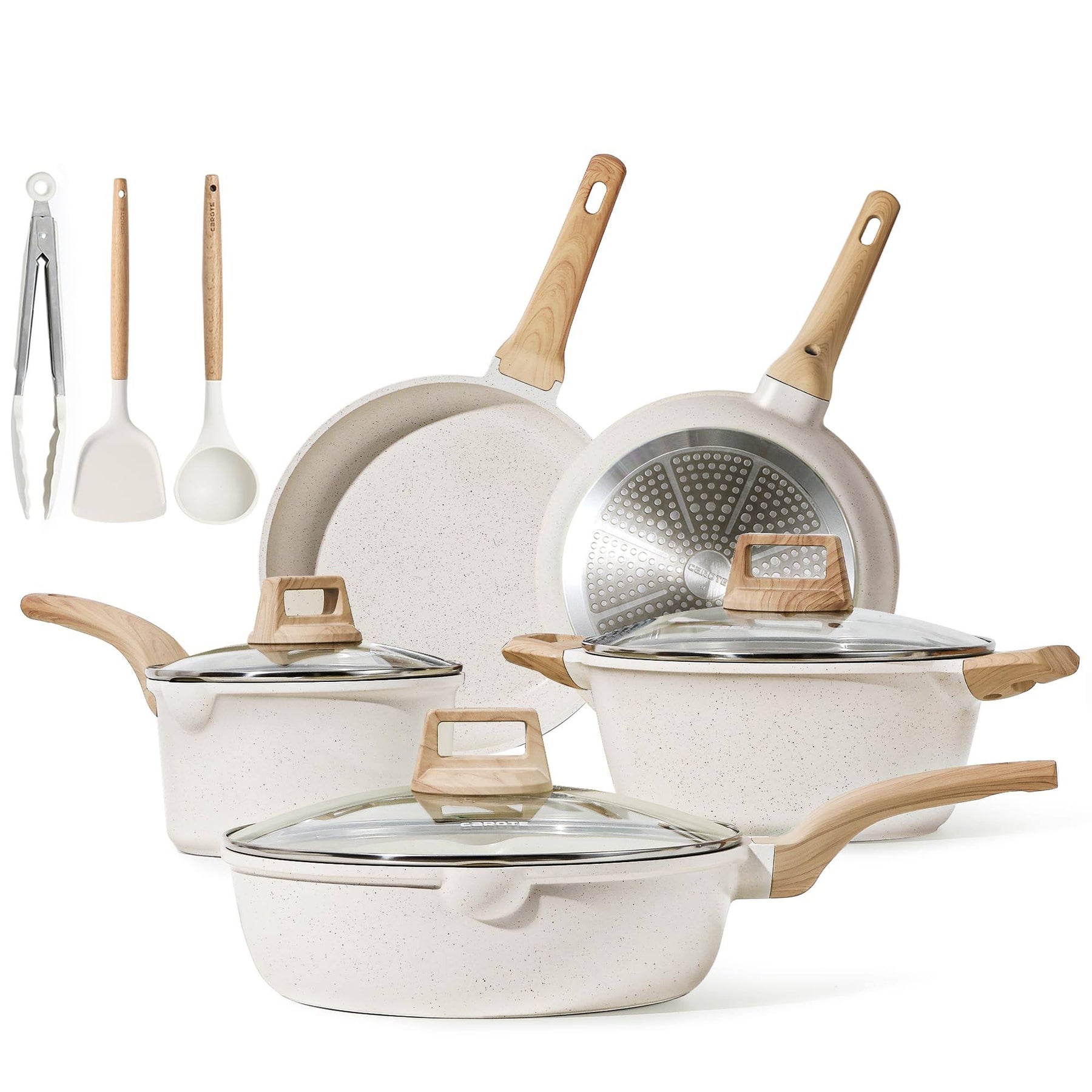 Carote Pots and Pans Set Nonstick, White Granite Induction Kitchen Cookware Sets - Product image 1