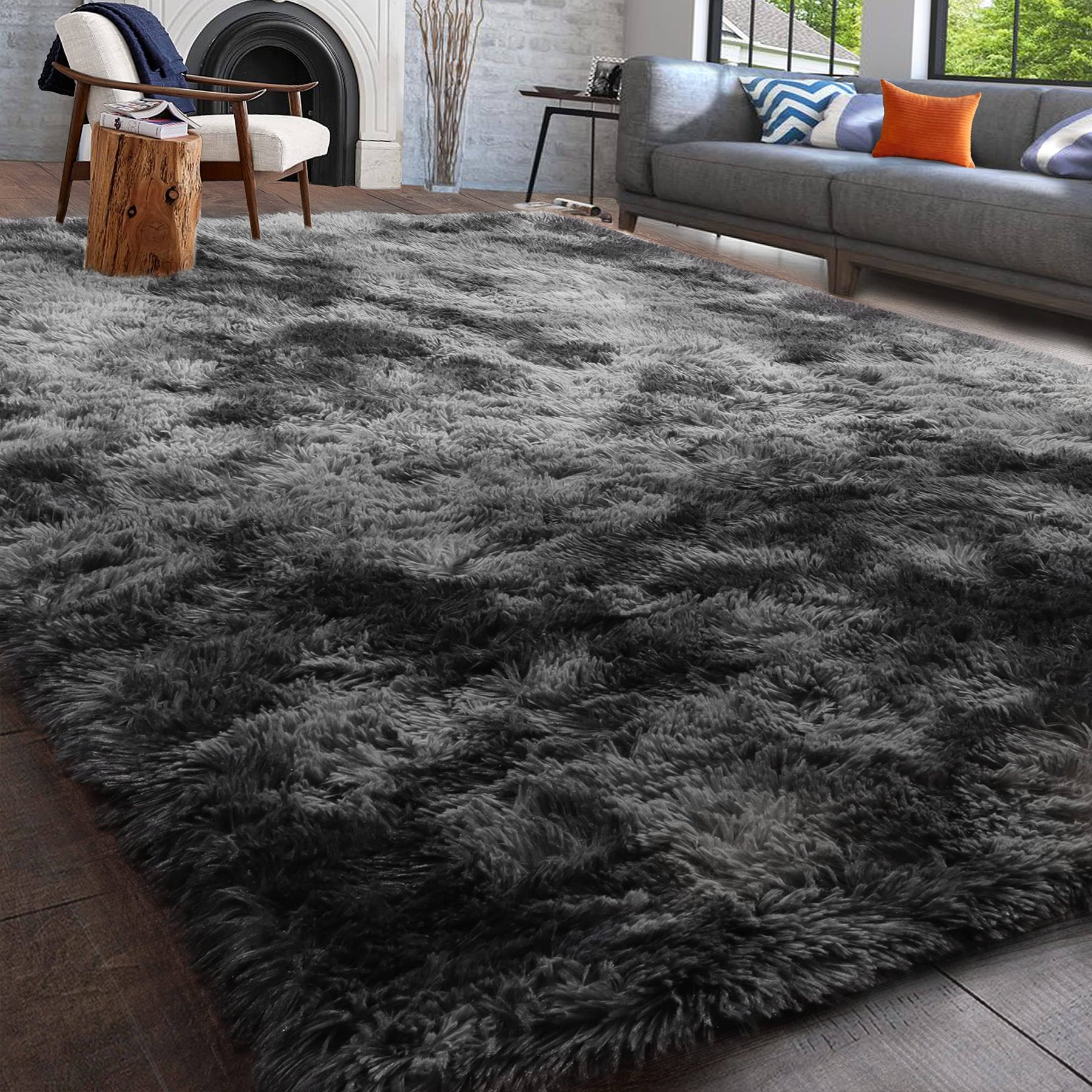 PAGISOFE Abstract Shaggy Area Rug, 4x6, Plush Furry Rugs for Living Room - Product image 1