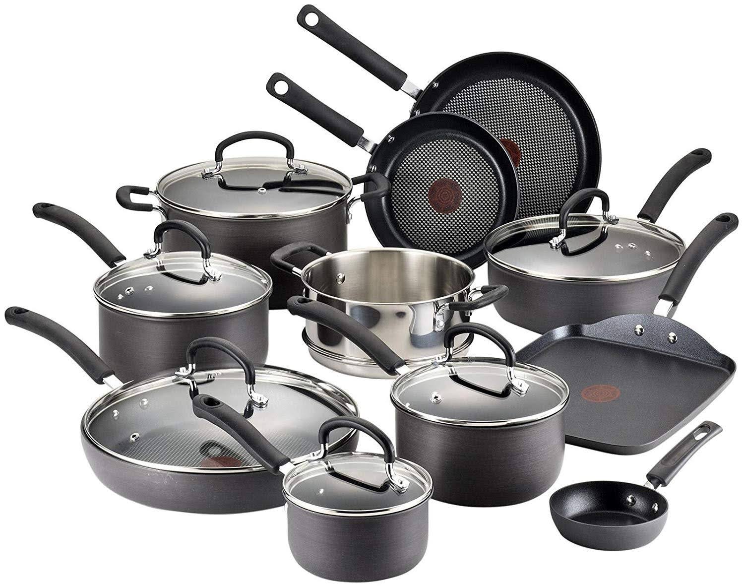 T-Fal Ultimate Hard Anodized Nonstick 17 Piece Cookware Set Black - Product image 1