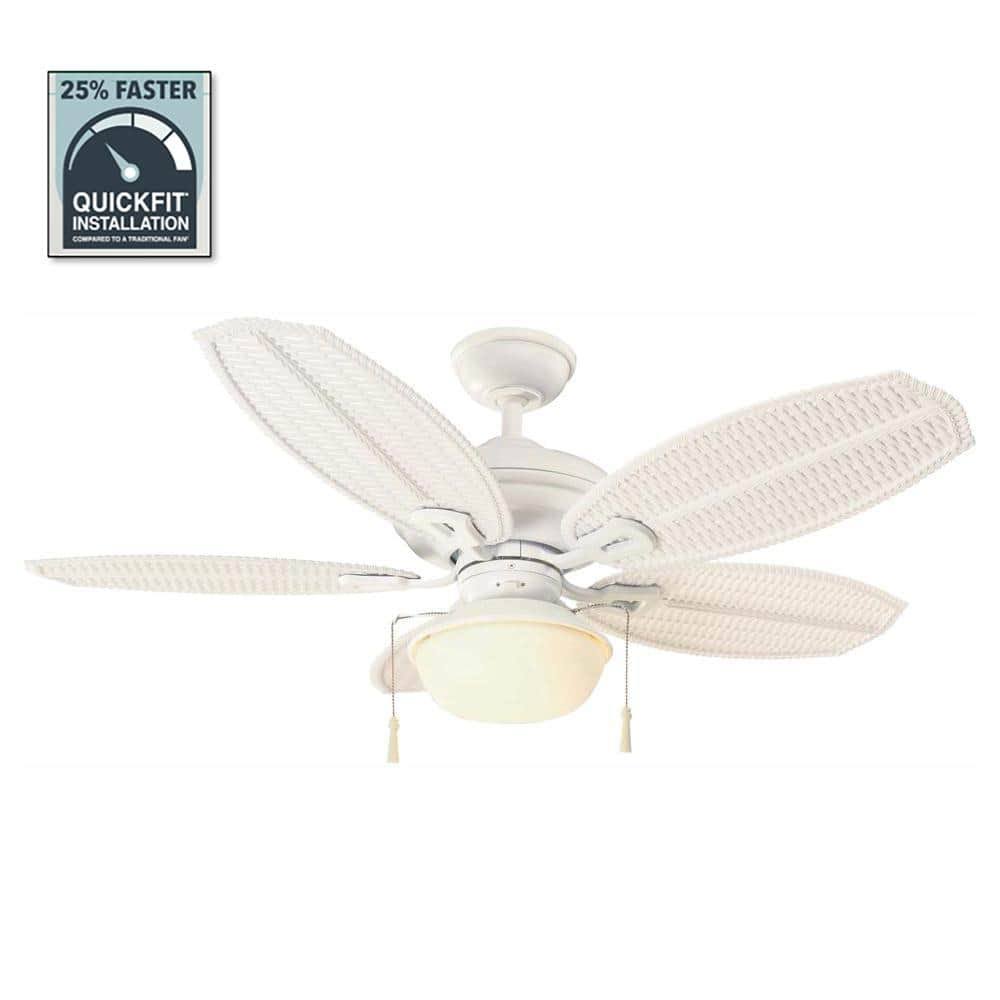 Hampton Bay Palm Beach III 48 in. LED Indoor/Outdoor Matte White Ceiling Fan with Light Kit - Product image 1