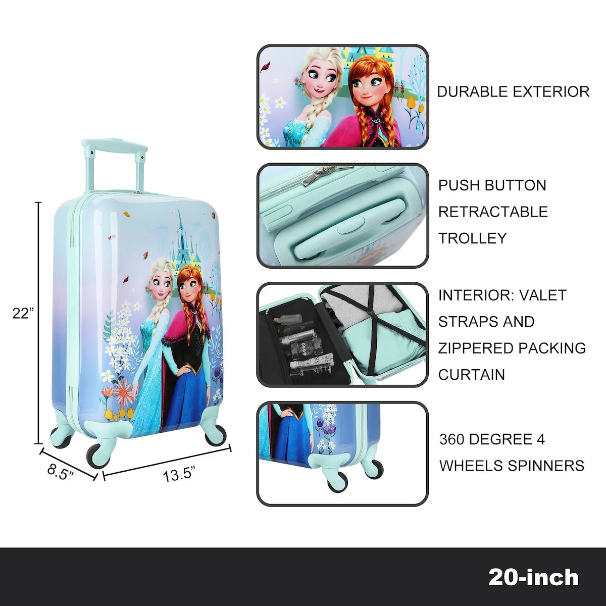 Frozen Elsa & Anna Arendelle Castle 20" Rolling Luggage - Product image 5