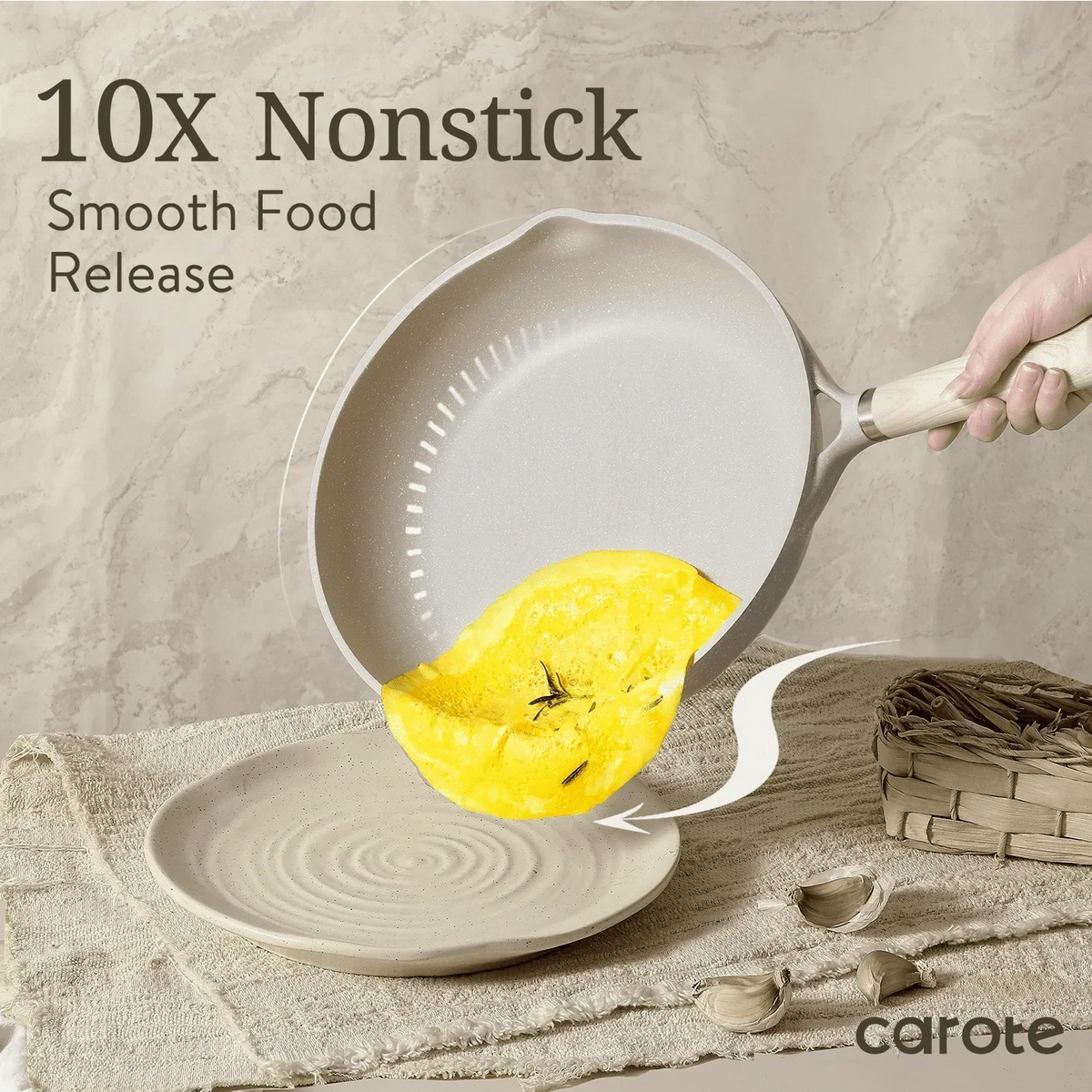 Non Stick Pots and Pans Set, 21 Pcs Induction Kitchen Cookware Sets (Beige Granite) - Product image 4