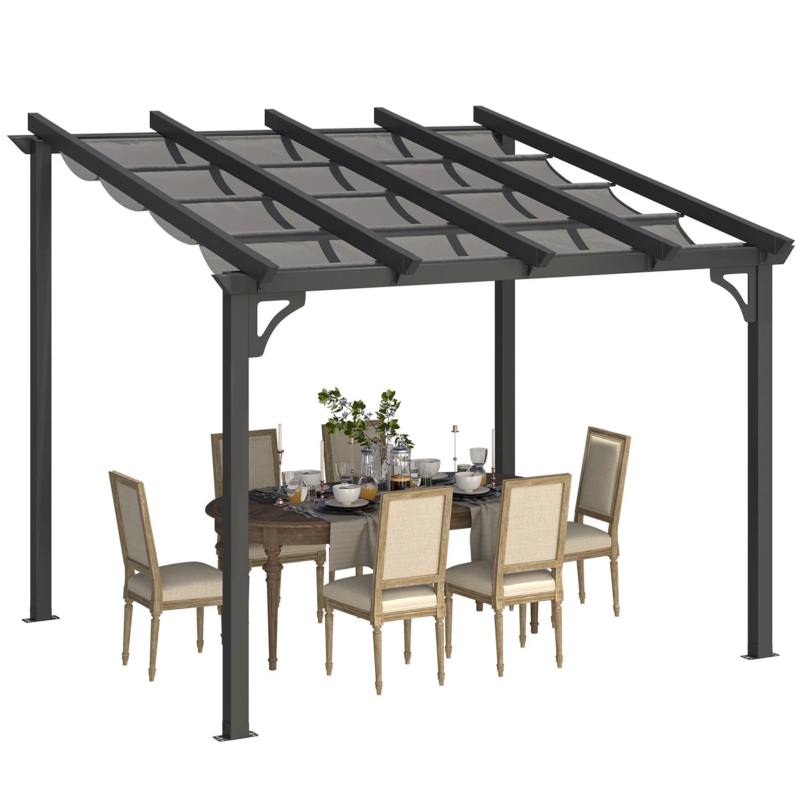 AECOJOY 10' x 8' Gazebo for Patio, Retractable Pergola with Adjustable Sun Shade Canopy Roof - Product image 1