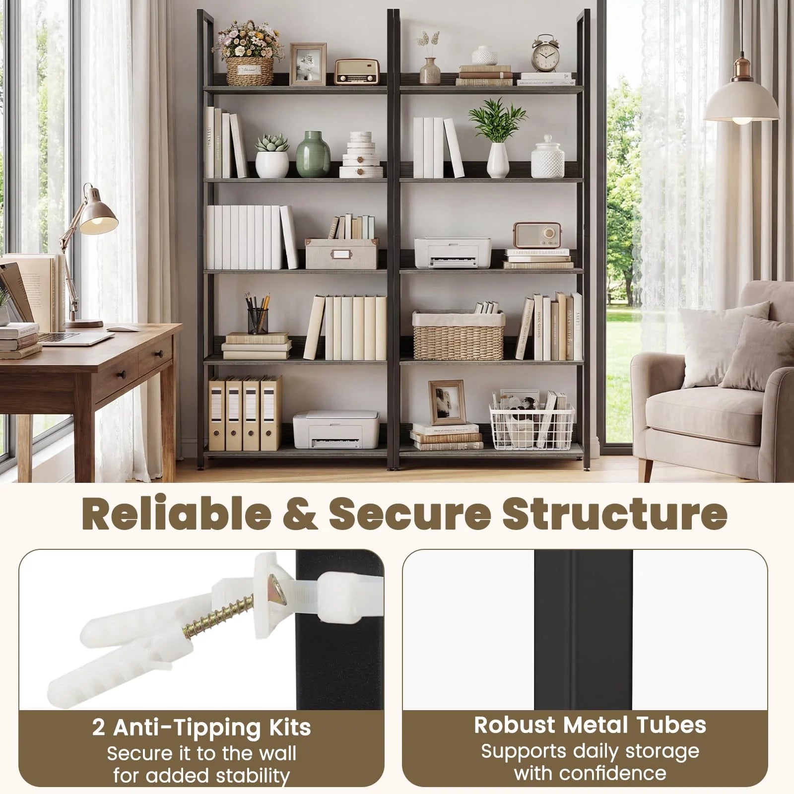 Tangkula 5-Tier Bookshelf for Living Room - Product image 7