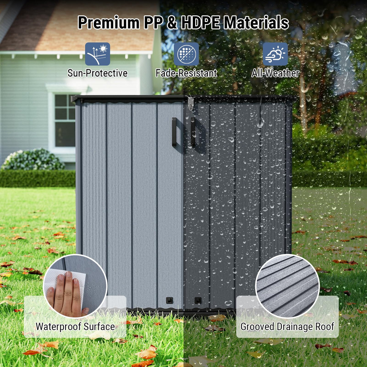 Tangkula 23.5 Cu.ft Outdoor Storage Box with Floor & Lockable Door - Product image 6