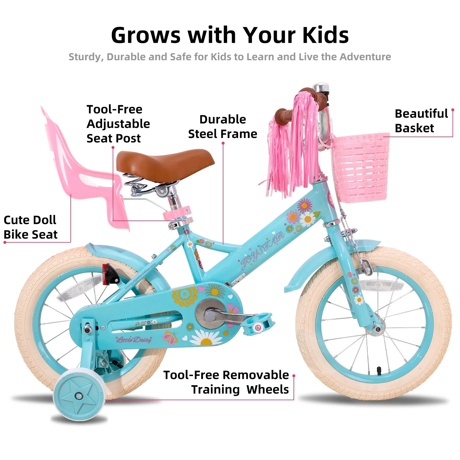 JOYSTAR Little Daisy 14 in Kids Bike for 3 4 5 Years Girls with Handbrake Children Princess Bicycle with - Product image 2